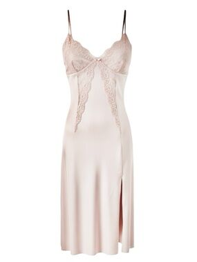 🤘🏼Vintage Grunge Goddess Satin & Lace Front Slit Slip/Slipdress